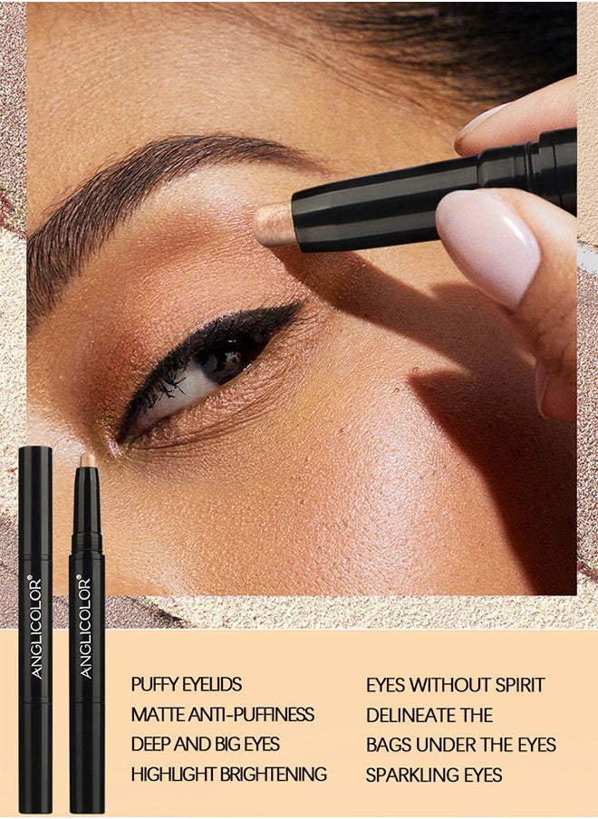 Double-ended Eye Shadow Stick, Long Lasting Waterproof Eye Shadow, Multi-Purpose Highlighter Eye Brightener Stick