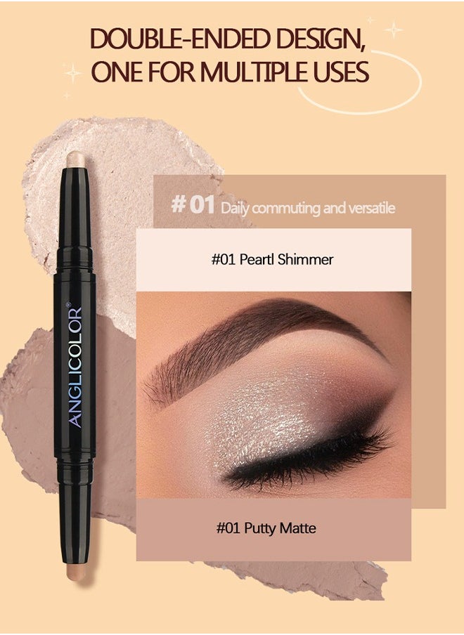 Double-ended Eye Shadow Stick, Long Lasting Waterproof Eye Shadow, Multi-Purpose Highlighter Eye Brightener Stick
