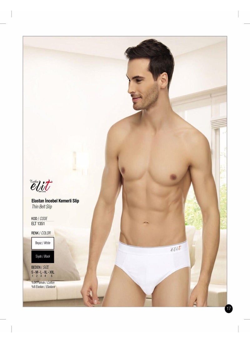 e Men's Lycra Thin Waist Belted Slip Panties 1351 - 3 Pcs