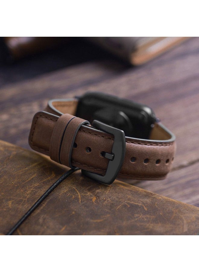 Fullmosa Leather Bands Compatible with Apple Watch Band 42mm 44mm 45mm 49mm,Yola Leather Bracelet Apple Watch Band Compatible for iWatch Ultra 2 Ultra SE2 SE Series 9 8 7 6 5 4 3 2 1, Dark Brown