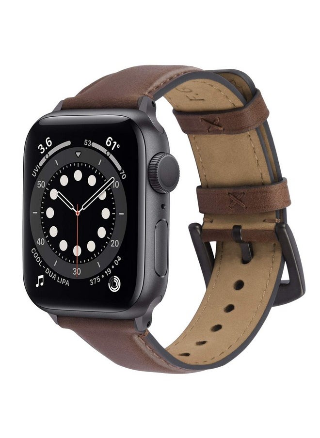 Fullmosa Leather Bands Compatible with Apple Watch Band 42mm 44mm 45mm 49mm,Yola Leather Bracelet Apple Watch Band Compatible for iWatch Ultra 2 Ultra SE2 SE Series 9 8 7 6 5 4 3 2 1, Dark Brown