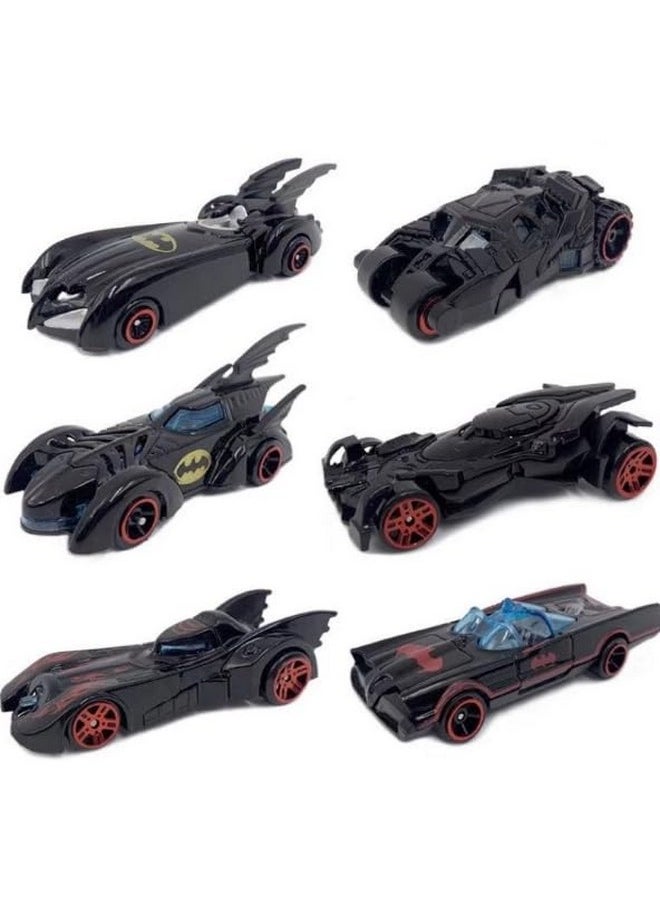 Galaxy Hi-Tech Black Bat Super Hero Metal Cars Set Push N Go 6 Pcs Vehicles, Racing Cars Play Set for Toddlers,Boys Die-Cast Car Set, Cake Decorations Topper Birthday Gift