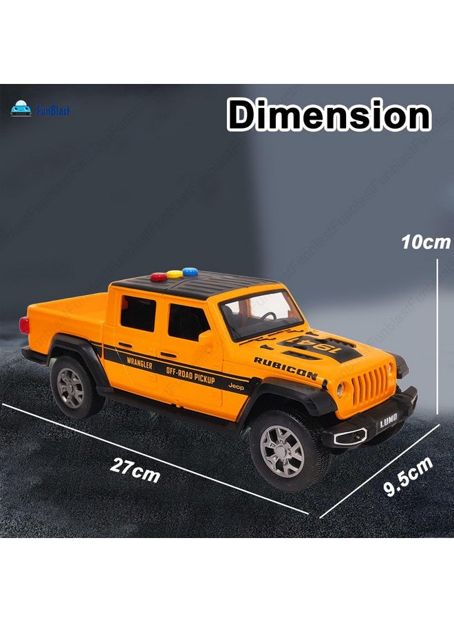 FunBlast Pull Back Wrangler Jeep Toy for Kids, Friction Power Toy Jeep, Off-Road Pickup Wrangler Jeep Toy for 3+ Years Old Boys and Girls, Light & Sound Open Jeep Toy for Kids (Orange)