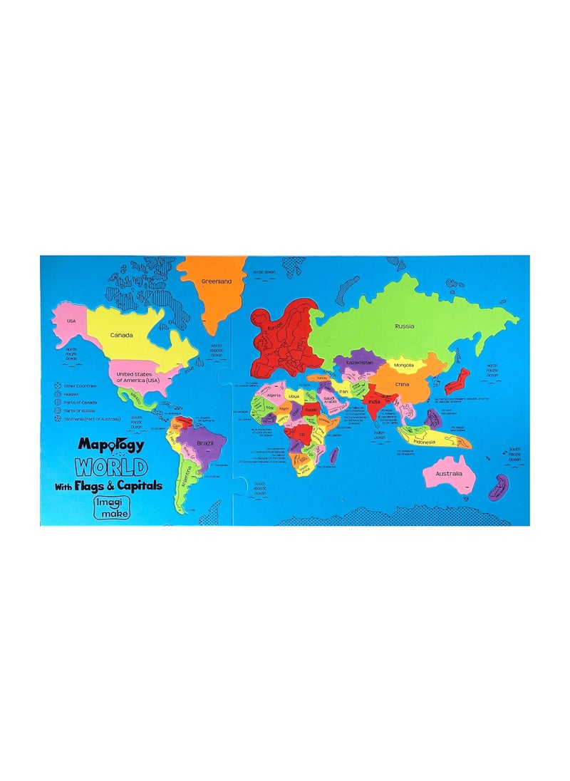 Imagimake: Mapology World With Flags & Capitals- With Country Shaped Pieces- Jigsaw Puzzle And Educational Toy for Boys And Girls Above 5 Years- Excellent Birthday Gift