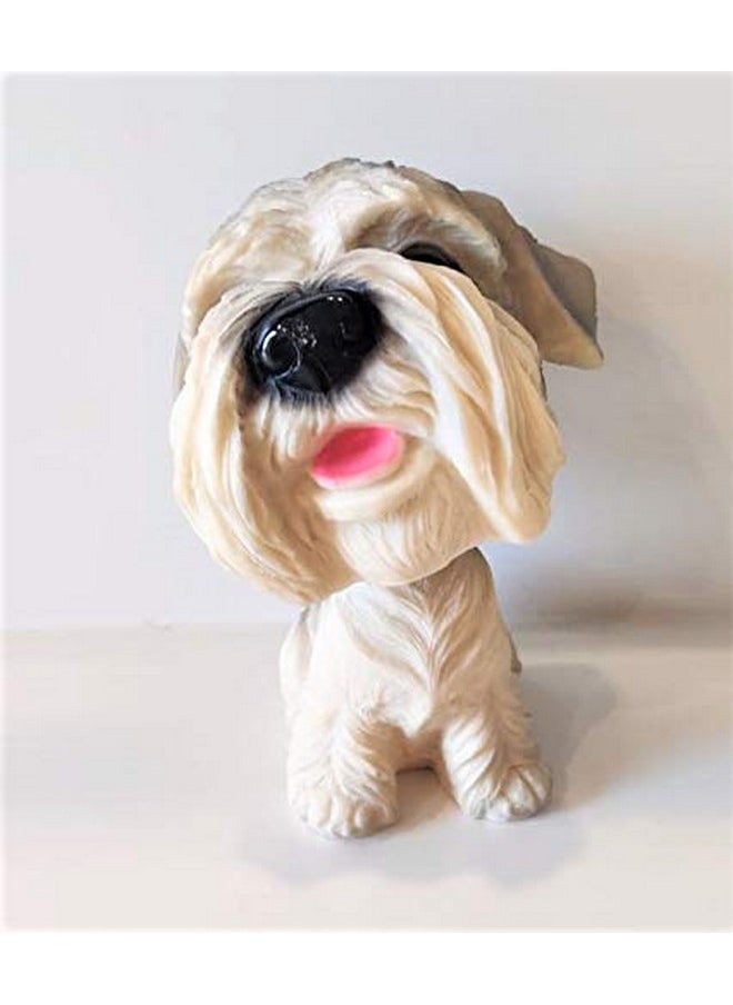 Awestuffs Dog Bobblehead Resin Bobblehead Action Figure for Car, Desk, Office, Home Decor (Schnauzer)