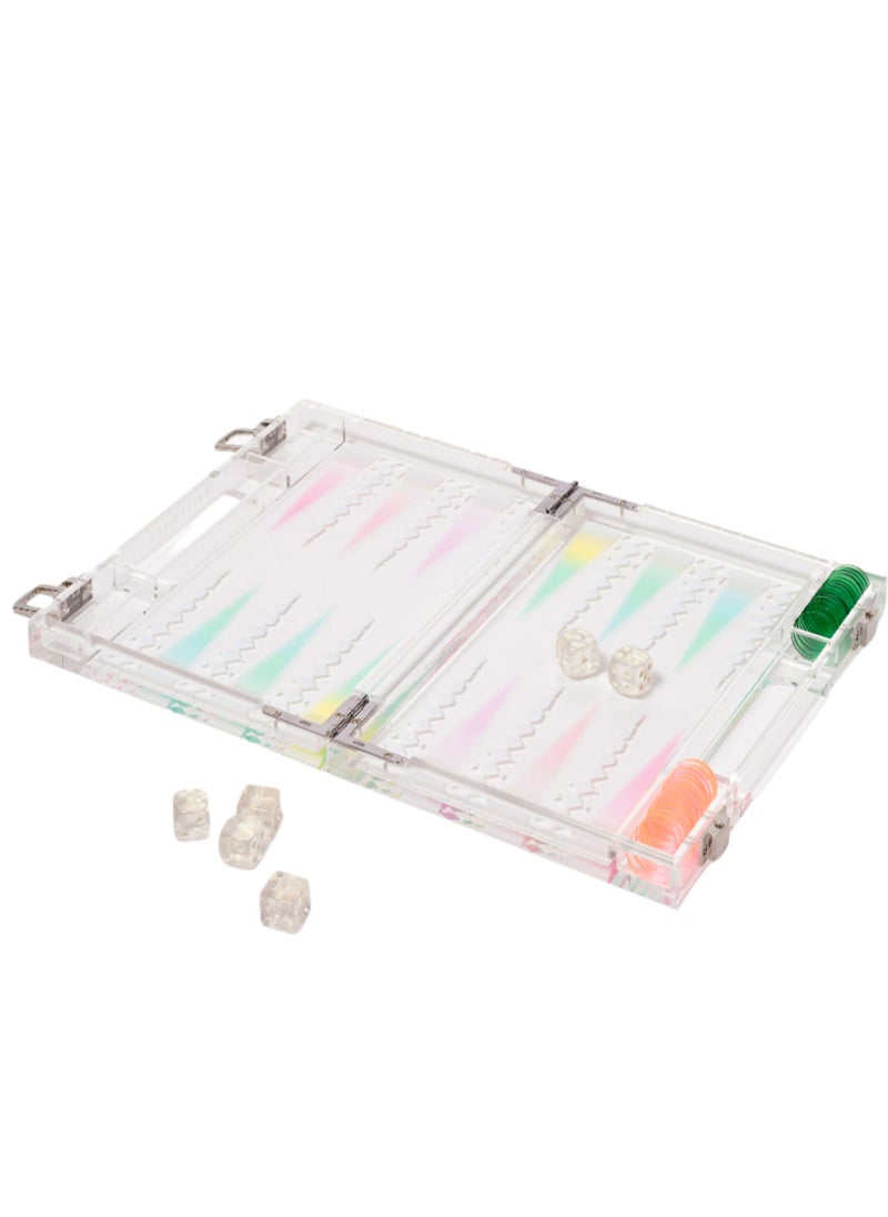 Take Me Anywhere Mini Lucite Backgammon Aurora