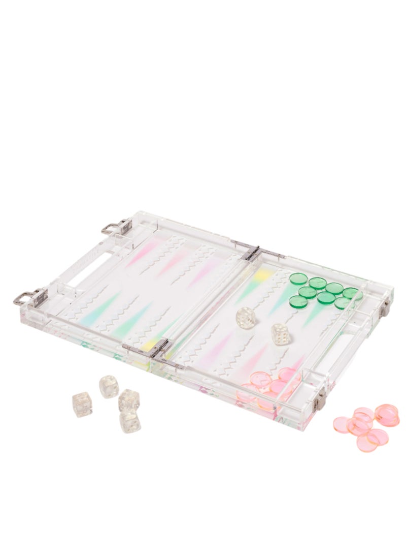 Take Me Anywhere Mini Lucite Backgammon Aurora