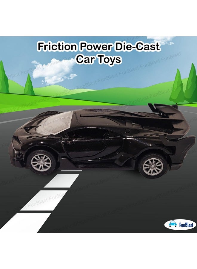 FunBlast Metal Car for Kids - Sports Racing 1:32 Scaled Model Pull Back Car Toy with Openable Window for 3+ Year Old Kids, Boys, Friction Power Die-Cast Car Toys (Black-B)