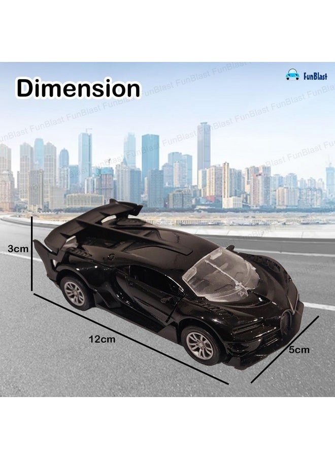 FunBlast Metal Car for Kids - Sports Racing 1:32 Scaled Model Pull Back Car Toy with Openable Window for 3+ Year Old Kids, Boys, Friction Power Die-Cast Car Toys (Black-B)