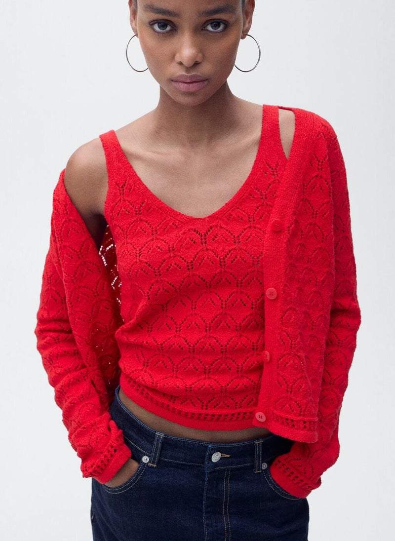 Openwork Details Knit Top