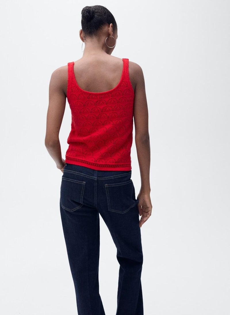 Openwork Details Knit Top
