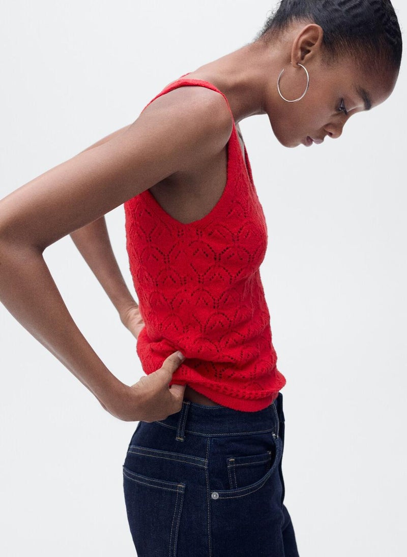 Openwork Details Knit Top
