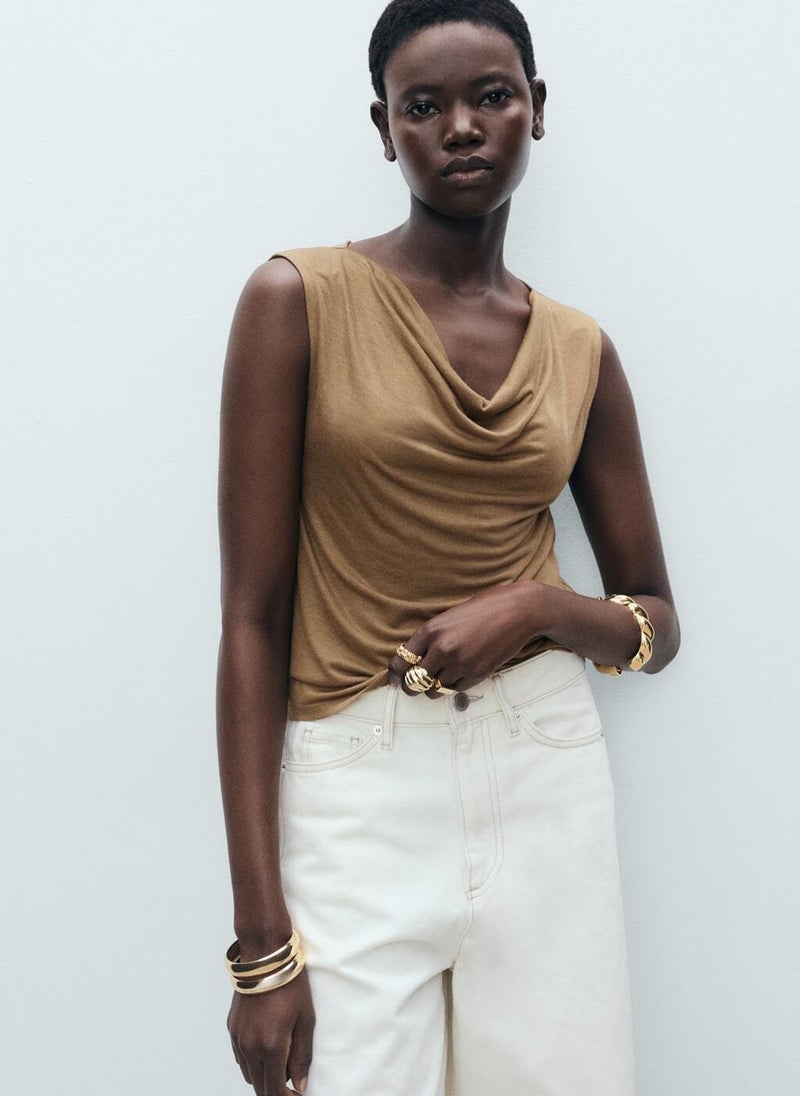 Draped Neck Lyocell Top