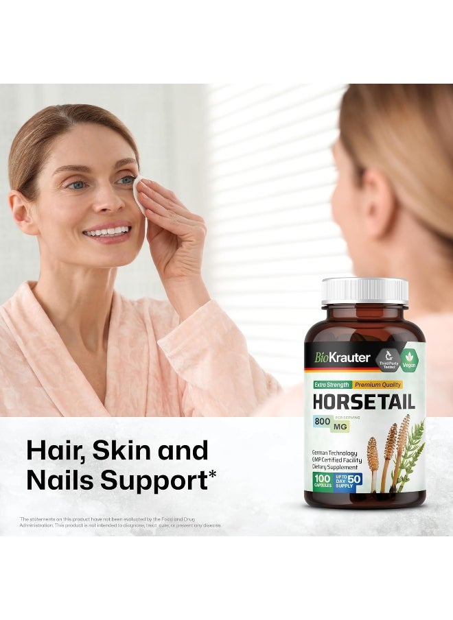 (100 Capsules) - Horsetail Capsules, 500 mg, Organic Horsetail Herb (Equisetum arvense) (100 Capsules)