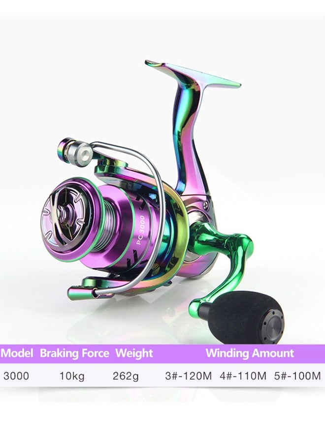 Fishing Reel, Colorful Aluminum Spinning Reels 5.2:1 Gear Ratio, Over 10KG Carbon Drag Ultra Smooth Powerful, CNC Aluminum Spool for Saltwater or Freshwater Fishing(PC3000)