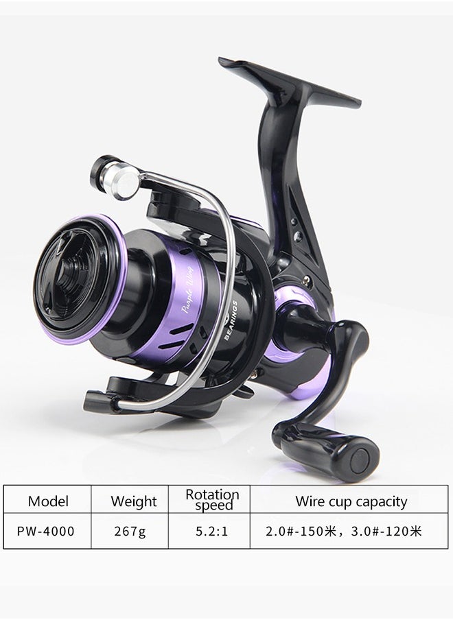 Fishing Reel, Ultralight Spinning Reels 5.2:1 Gear Ratio, Over 9KG Carbon Drag 4000 CNC Aluminum Spool for Saltwater or Freshwater Fishing(PW4000)
