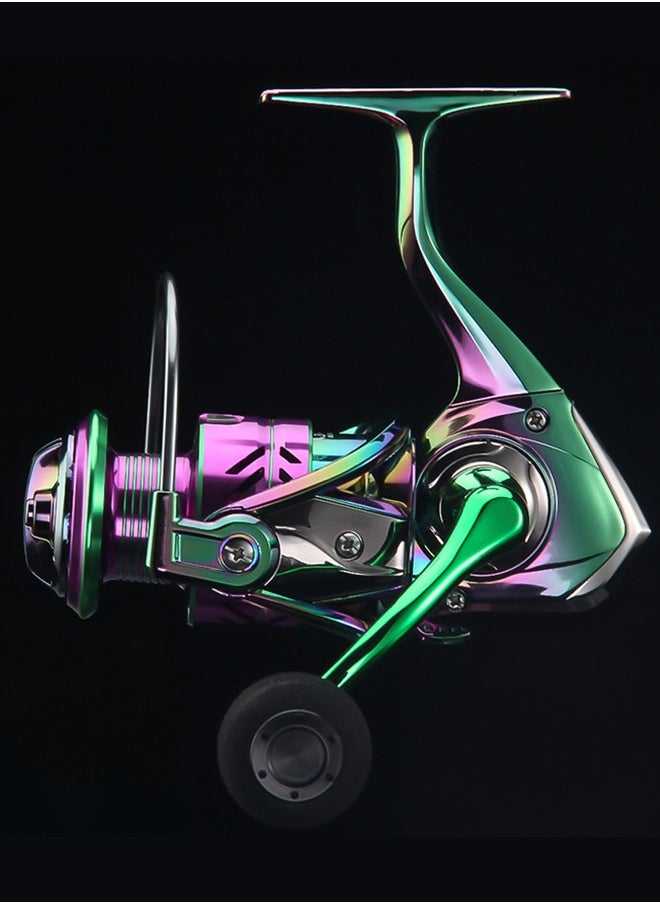 Fishing Reel, Colorful Aluminum Spinning Reels 5.2:1 Gear Ratio, Over 8KG Carbon Drag Ultra Smooth Powerful, CNC Aluminum Spool for Saltwater or Freshwater Fishing(PC2000)