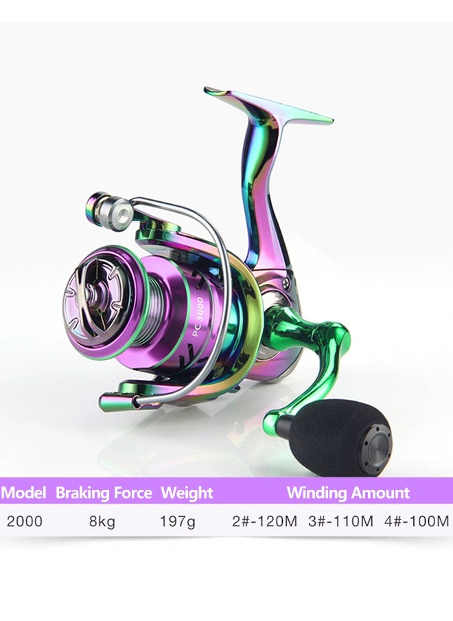 Fishing Reel, Colorful Aluminum Spinning Reels 5.2:1 Gear Ratio, Over 8KG Carbon Drag Ultra Smooth Powerful, CNC Aluminum Spool for Saltwater or Freshwater Fishing(PC2000)