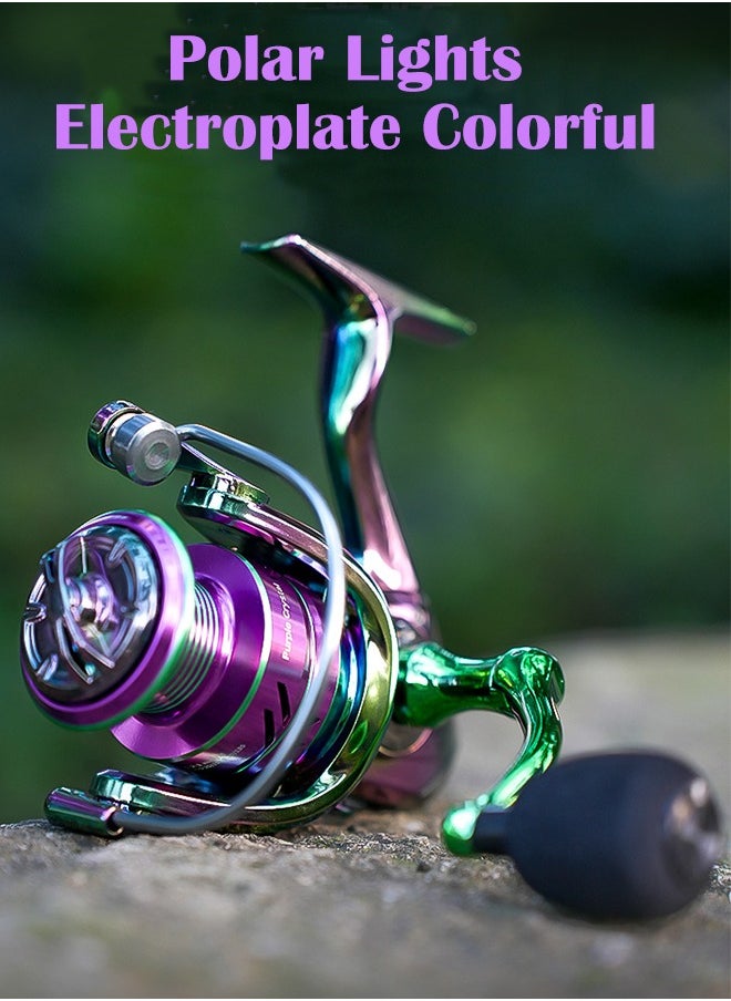 Fishing Reel, Colorful Aluminum Spinning Reels 5.2:1 Gear Ratio, Over 8KG Carbon Drag Ultra Smooth Powerful, CNC Aluminum Spool for Saltwater or Freshwater Fishing(PC2000)