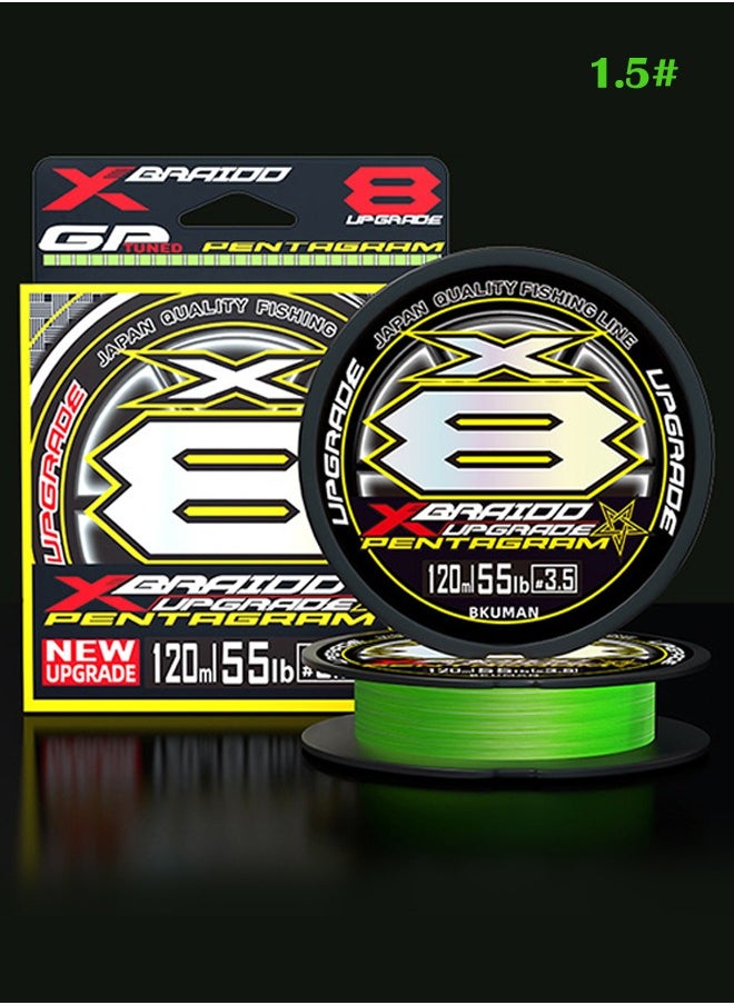 Fishing Superior Braided Fishing Line, Upgraded Green 8 Strand 200m PE Superline (1.5#)
