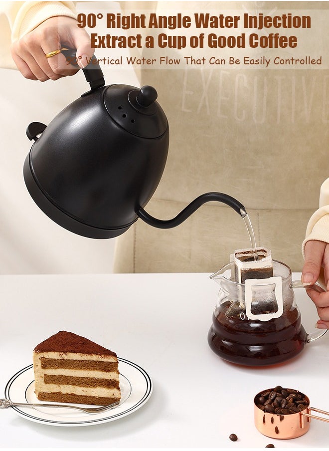 Electric Gooseneck Kettle 800ml Ultra Fast Boiling Hot Water Kettle Stainless Steel Electric Kettle Automatic Temperature Control and Constant Temperature 1000w (Black)