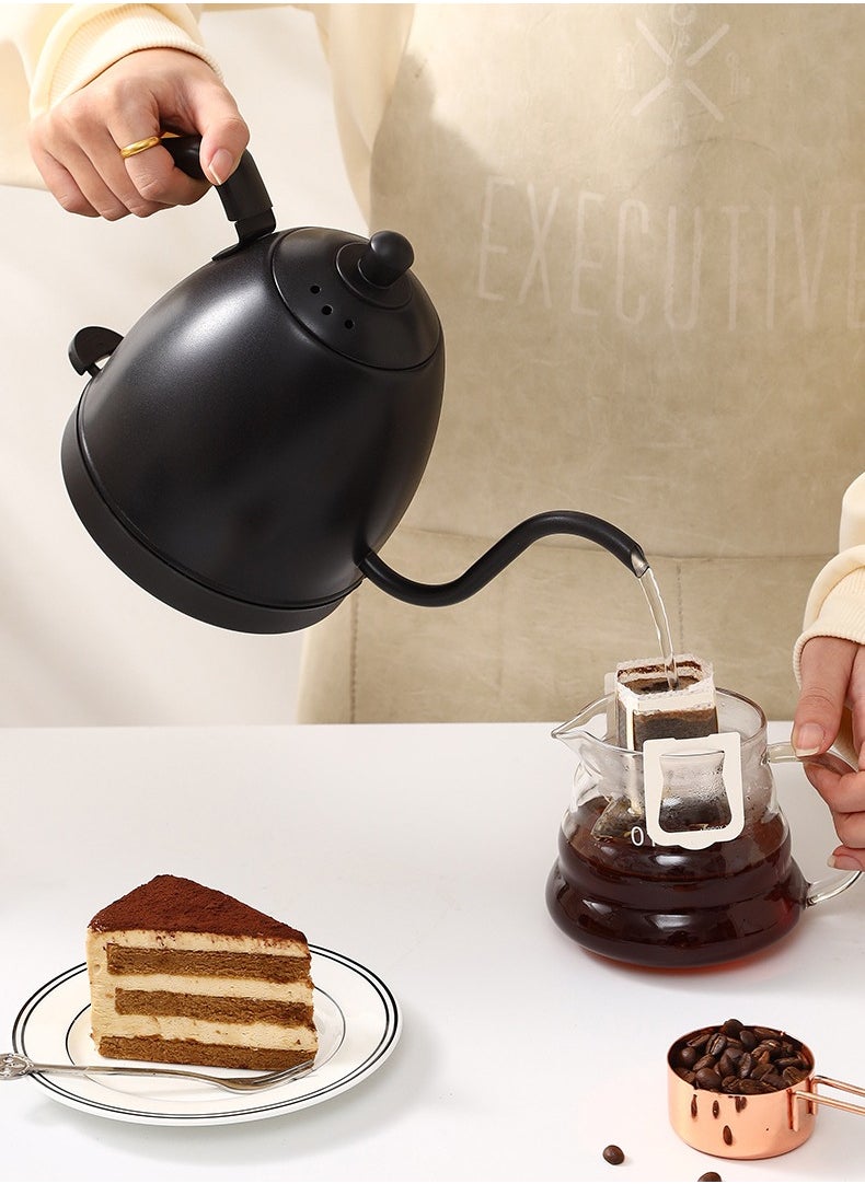 Electric Gooseneck Kettle 800ml Ultra Fast Boiling Hot Water Kettle Stainless Steel Electric Kettle Automatic Temperature Control and Constant Temperature 1000w (Black)