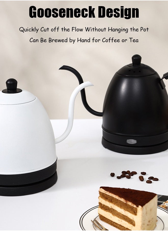 Electric Gooseneck Kettle 800ml Ultra Fast Boiling Hot Water Kettle Stainless Steel Electric Kettle Automatic Temperature Control and Constant Temperature 1000w (Black)