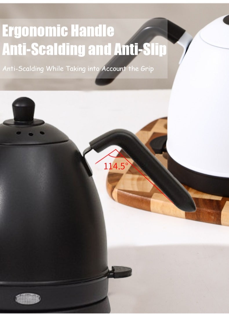 Electric Gooseneck Kettle 800ml Ultra Fast Boiling Hot Water Kettle Stainless Steel Electric Kettle Automatic Temperature Control and Constant Temperature 1000w (Black)