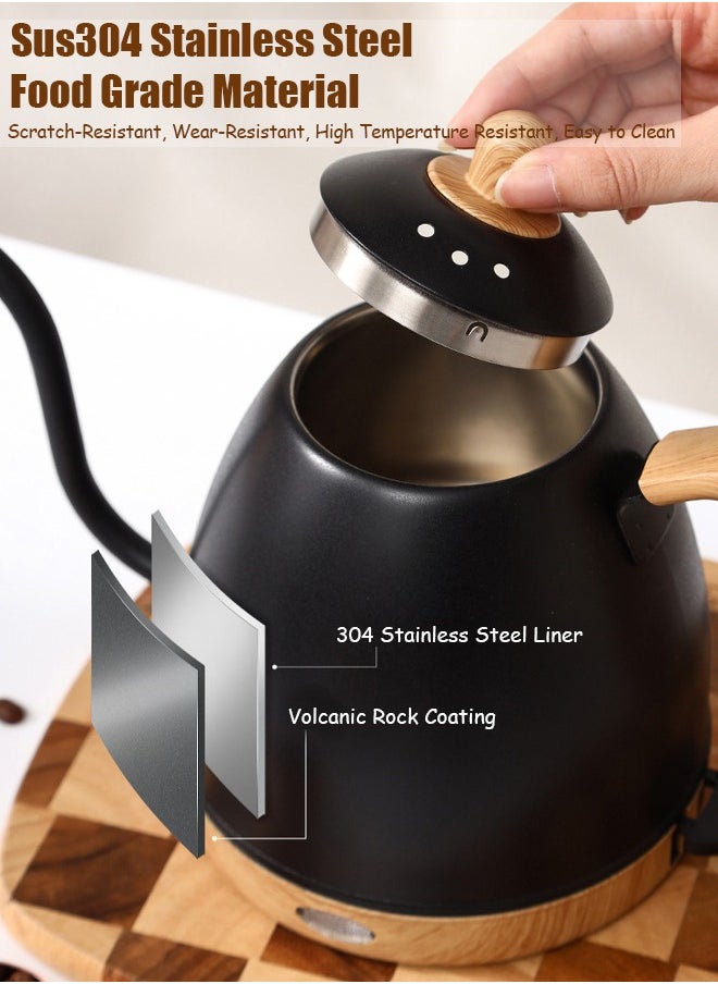 Electric Gooseneck Kettle 800ml Ultra Fast Boiling Hot Water Kettle Stainless Steel Electric Kettle Automatic Temperature Control and Constant Temperature 1000w (Black)