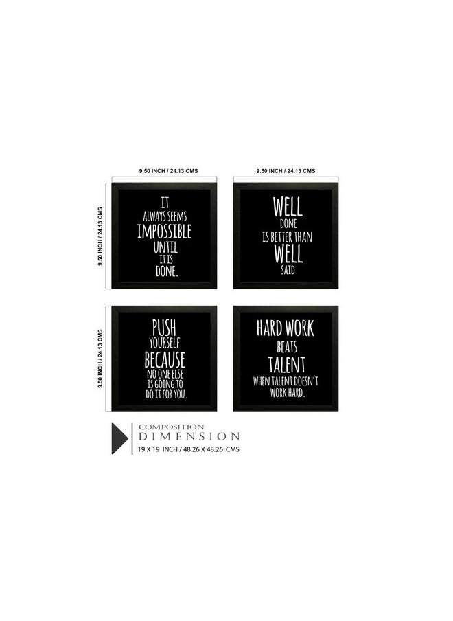 SAF Set of 4 Work Hard Beat Talent Motivational UV Coated Home Decorative Gift Item Framed Painting 19 inch X 19 inch SAF_SET4_27 , Multicolour
