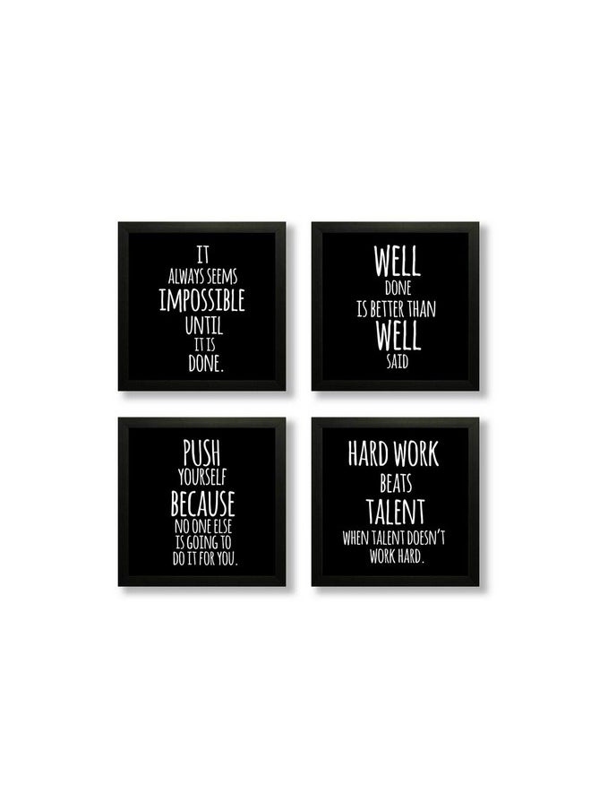 SAF Set of 4 Work Hard Beat Talent Motivational UV Coated Home Decorative Gift Item Framed Painting 19 inch X 19 inch SAF_SET4_27 , Multicolour