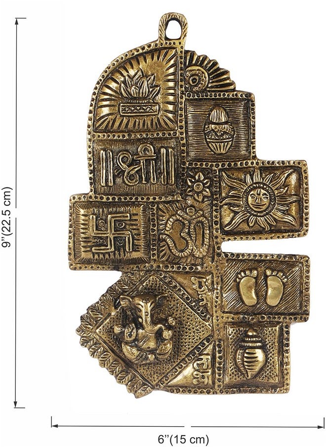 Two Moustaches Brass Ethnic Decor Om Kalash Swastika Ganesha Wall Hanging
