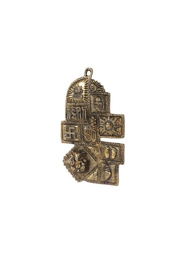 Two Moustaches Brass Ethnic Decor Om Kalash Swastika Ganesha Wall Hanging