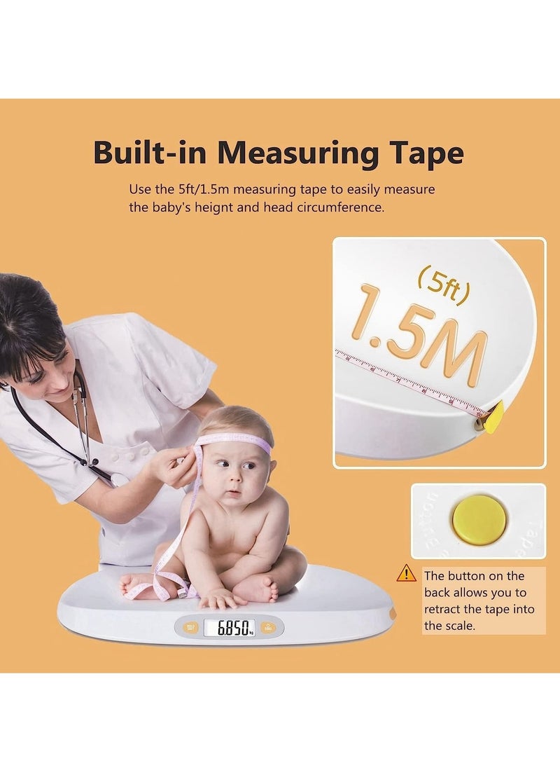 Digital Scale for Baby Pet, Scale Accurate Body Weight Height Measure with 5ft Measuring Tape, Max 25kg/55lb Weighing in Pounds and Ounces for Newborn Babies,Infants,Toddlers,Pets