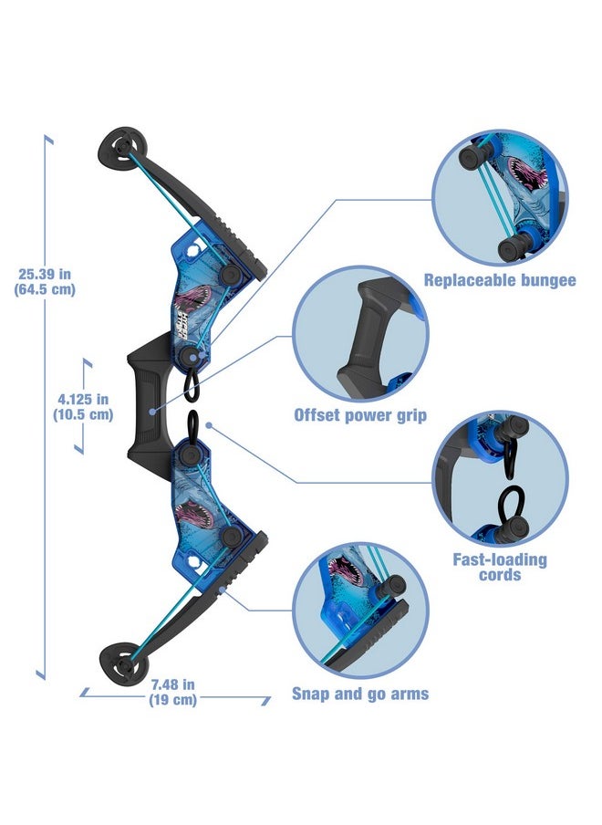 Zing HyperStrike FireTek Bow Archer Pack, Light Up Bow and Light Up Zonic Whistle Arrows, Shoots Arrows Over 200ft, Outdoor Play with Friends and Family, for Ages 14+ (Blue)