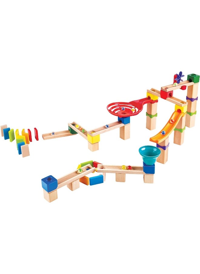 Hape Marble Run Race Track | Wooden DIY Marble Run Set With Dominoes, STEAM Educational Learning Toy, 81 Pieces, for Kids 3 Years+