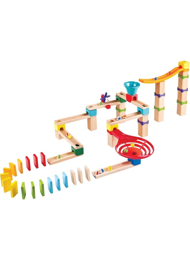 Hape Marble Run Race Track | Wooden DIY Marble Run Set With Dominoes, STEAM Educational Learning Toy, 81 Pieces, for Kids 3 Years+