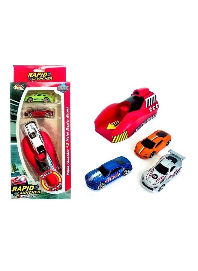 VBE® Rapid Launcher Play Set Toy with 3 Die Cast Metal Stunt Car and Stoppers for Kids