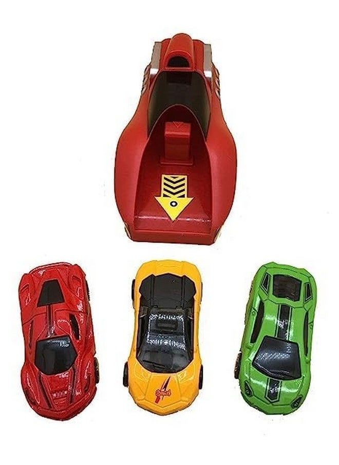 Bluebell Branded Rapid Launcher Play Set Toy with 3 Die Cast Metal Stunt Car and Master Racers Sports Racing Game for Kids - Multi Color