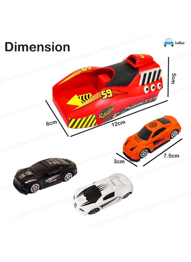 FunBlast Rapid Launcher Cars Play Set Toys - Car Launcher Toy with 3 Pcs Die-Cast Metal Cars with Alloy Wheels, Vehicles Play Set Toys for Kids 3+ Year Old (Multicolor)