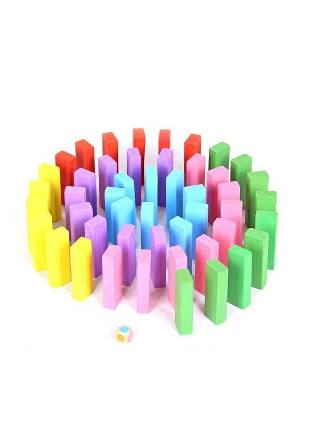 Magicwand® 54 Pcs Wooden Stacking Blocks Toy with 4 Dices Blocks Toy with 4 Dices【Pack of 1 Set】【】… (54 Pc Colored Blocks)