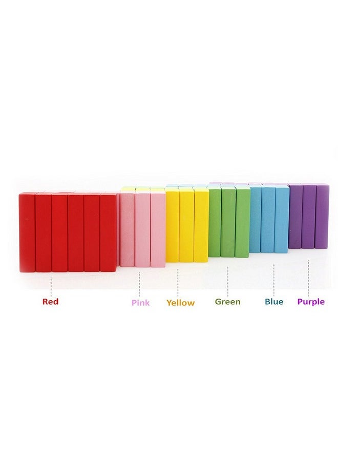 Magicwand® 54 Pcs Wooden Stacking Blocks Toy with 4 Dices Blocks Toy with 4 Dices【Pack of 1 Set】【】… (54 Pc Colored Blocks)