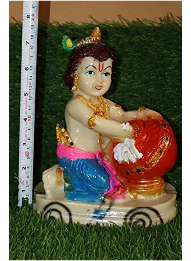 Salvus APP SOLUTIONS Polyresin Makhan Chor Laddu Gopal/Baal Gopal Figurine Showpeice(Multi, 8 x5 INCH)