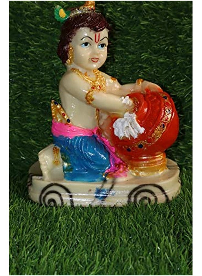 Salvus APP SOLUTIONS Polyresin Makhan Chor Laddu Gopal/Baal Gopal Figurine Showpeice(Multi, 8 x5 INCH)