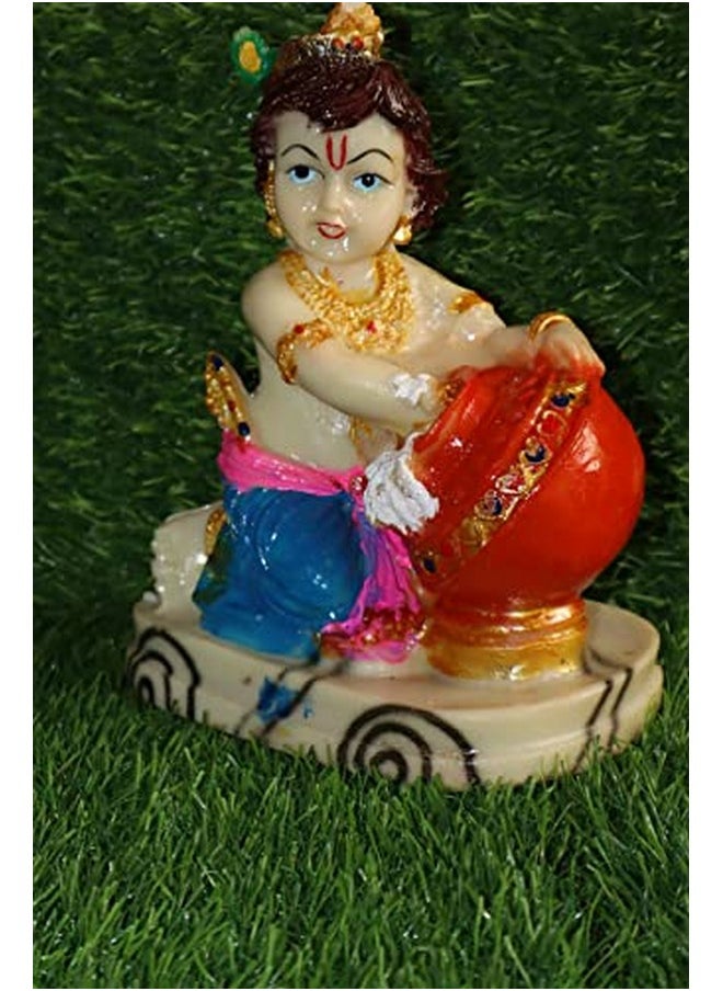 Salvus APP SOLUTIONS Polyresin Makhan Chor Laddu Gopal/Baal Gopal Figurine Showpeice(Multi, 8 x5 INCH)