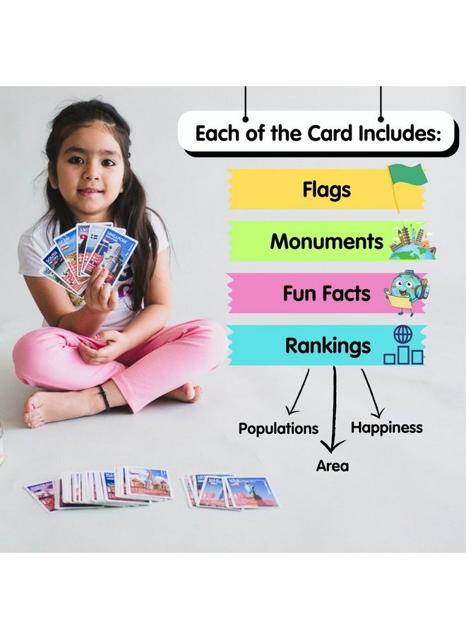 CocoMoco Kids Birthday Return Gifts for Kids Bulk Pack of 3 Pcs Country Trump Cards Game Gifts Under 300 for Boys Girls Age 6-8 yrs 8-12 Years, Learn Flags, Geography Map Educational Learning Toys