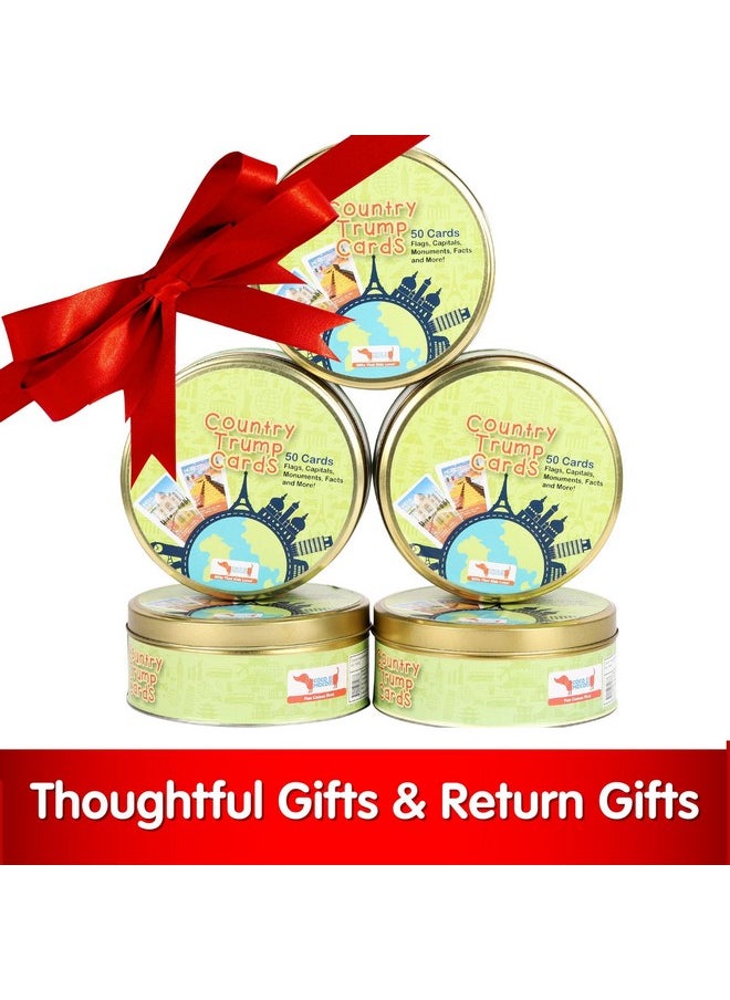 CocoMoco Kids Birthday Return Gifts for Kids Bulk Pack of 3 Pcs Country Trump Cards Game Gifts Under 300 for Boys Girls Age 6-8 yrs 8-12 Years, Learn Flags, Geography Map Educational Learning Toys