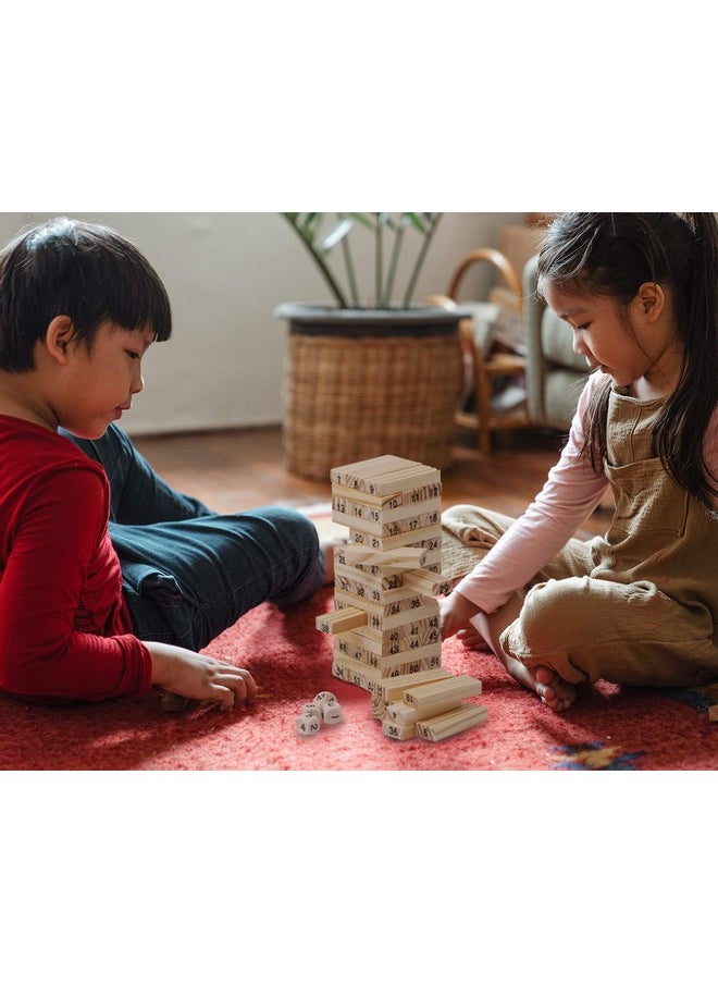 Zest 4 Toyz Wooden Tower Blocks 48 PCS Building Blocks Game for Kids with 4 Dice Stacking Numbers Wooden Tumbling TowerBoard Educational Puzzle Game