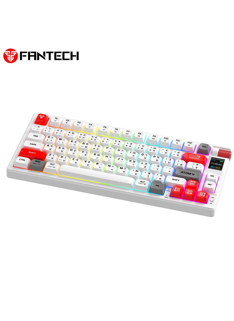 Wireless Mechanical Gaming Keyboard Red Switch 79 Keys - Triple Mode (BT/2.4GHz/USB-C),  RGB 20 Effects Backlit Membrane Gaming Keyboard, 450H Battery, 4000mAh - for PC/Mac, Gaming & Office