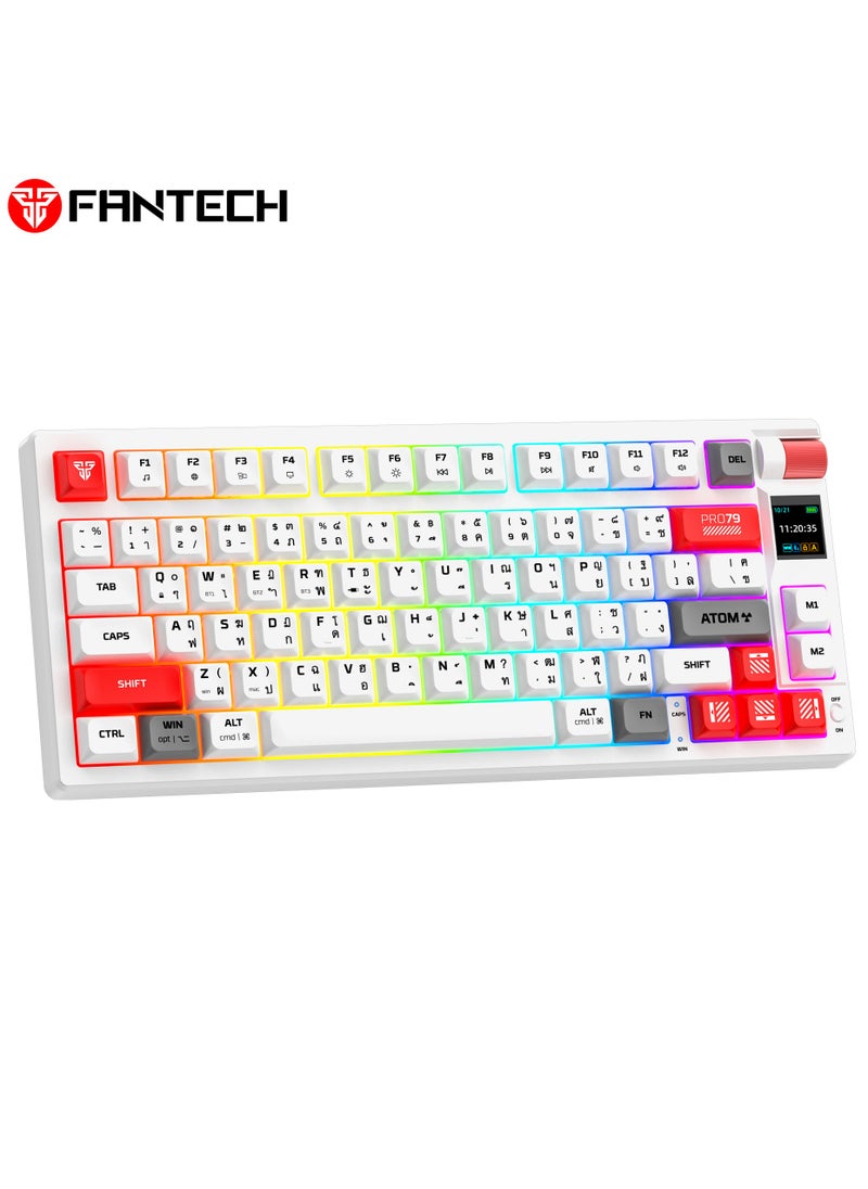 Wireless Mechanical Gaming Keyboard Red Switch 79 Keys - Triple Mode (BT/2.4GHz/USB-C),  RGB 20 Effects Backlit Membrane Gaming Keyboard, 450H Battery, 4000mAh - for PC/Mac, Gaming & Office